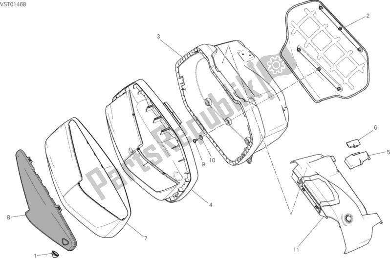 Alle onderdelen voor de Rechter Fietstas van de Ducati Multistrada 1200 S Touring USA 2017